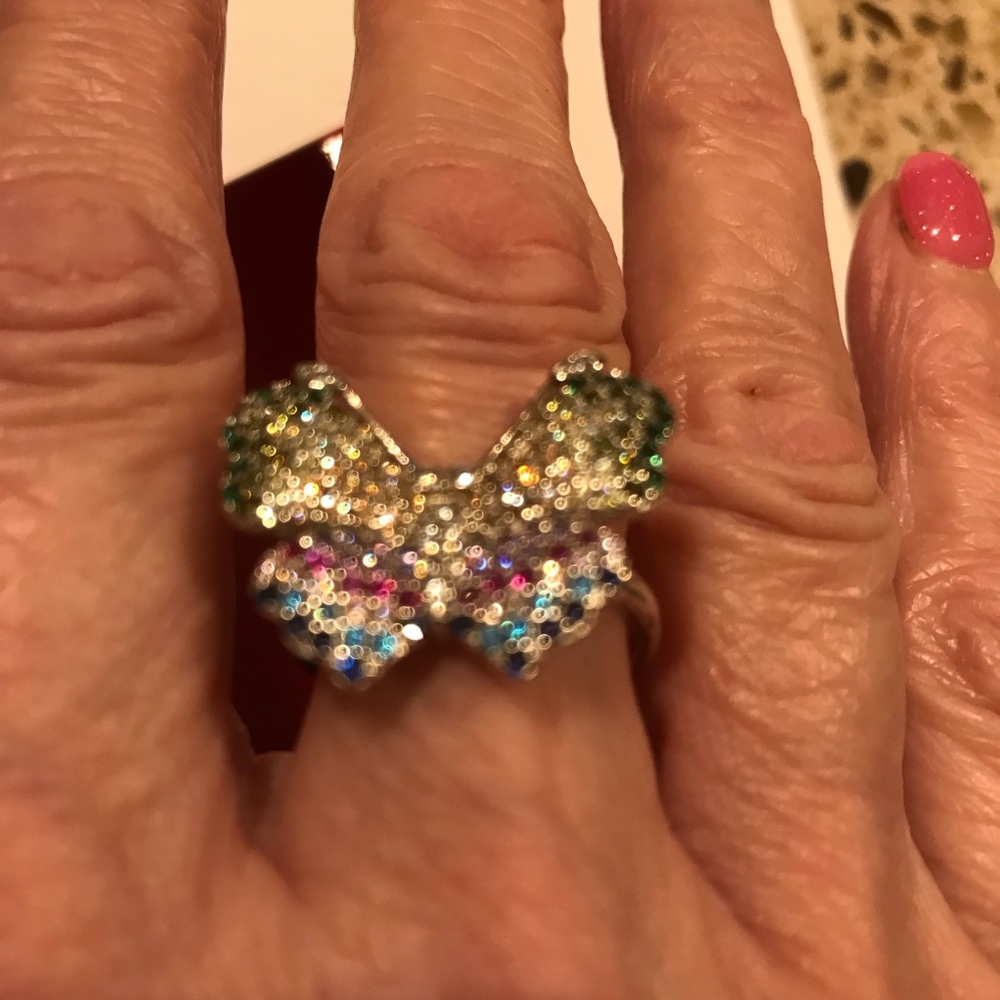 Sterling silver 925 & crystal butterfly ring size 8